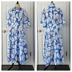 Piazza Sempione Floral Popover Midi Dress